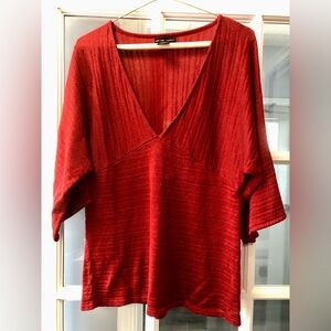 New York & Company Red Top with Metallic stripes, Size L